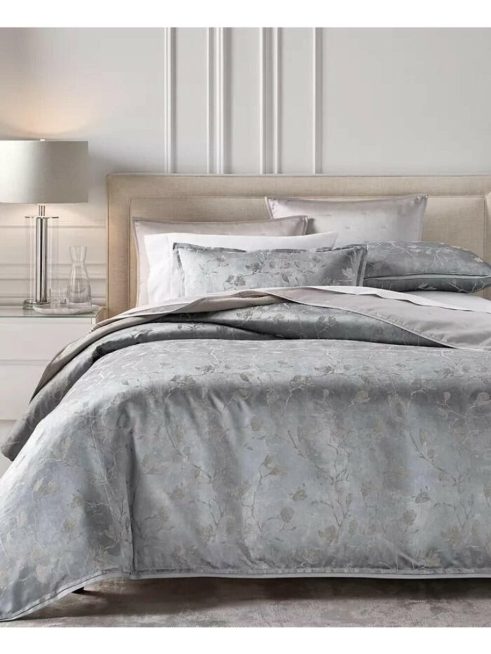 Hotel Collection Sakura Blossom Comforter Set King Slate Blue New $625